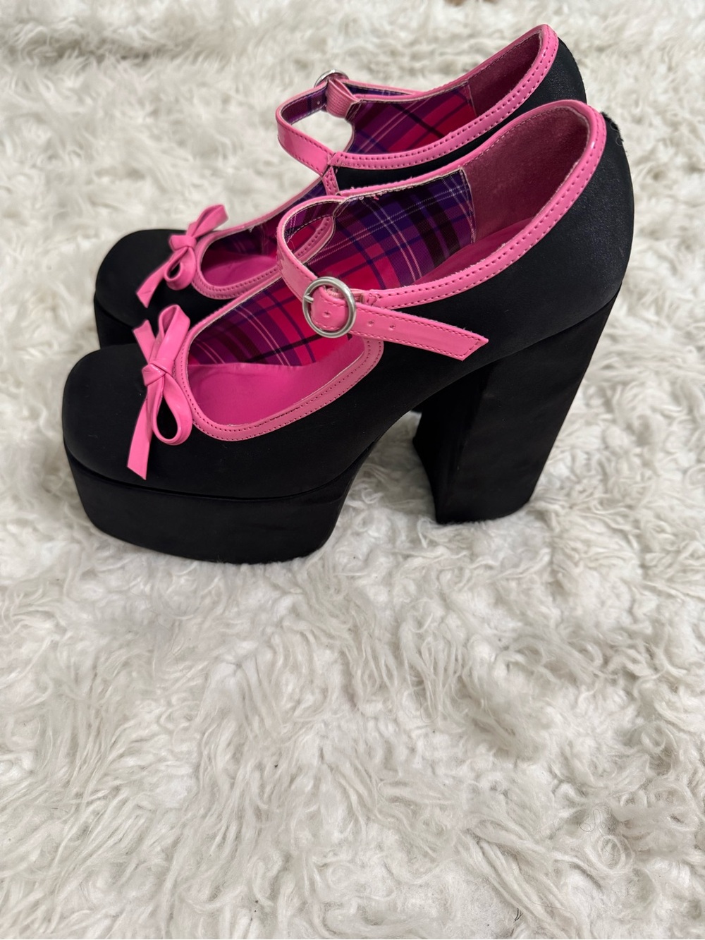 Dolls Kill x Archie Comics Pink Black Platform Mary Jane Heels - Picture 2 of 3